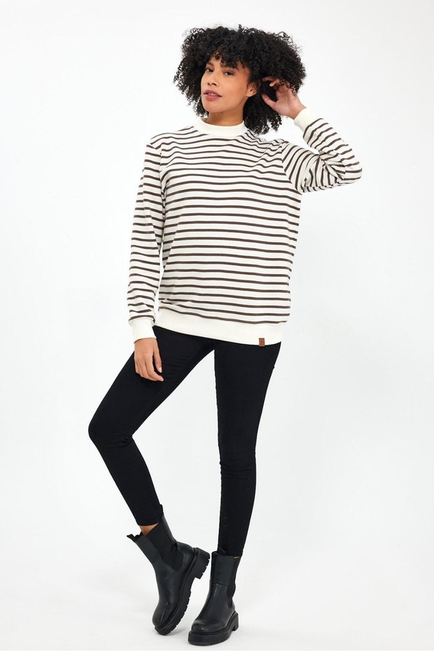 CYCLING NECK STRIPED SWEATSHIRT(E23-761A-BYN)