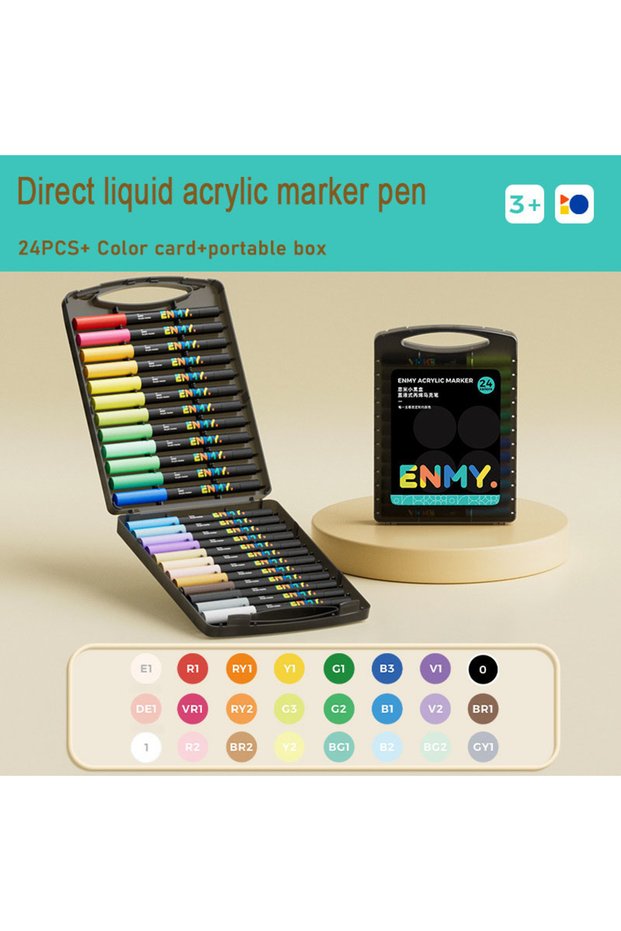 24 colors ENMY Acrylic Paint Markers Pen Soft Head Direct Liquid Graffiti Painting QuickDry Pigments