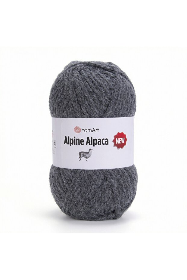 ALPINE ALPACA NEW - حبل محبوك يدويًا رمادي داكن - 1436