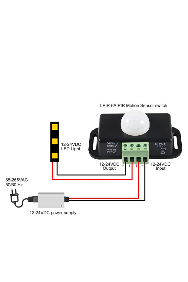 مفتاح مستشعر الحركة PIR أسود DC 12V-24V 8A مستشعر حركة قابل للتعديل تلقائيًا مستشعر حركة بالأشعة تحت الحمراء - 2
