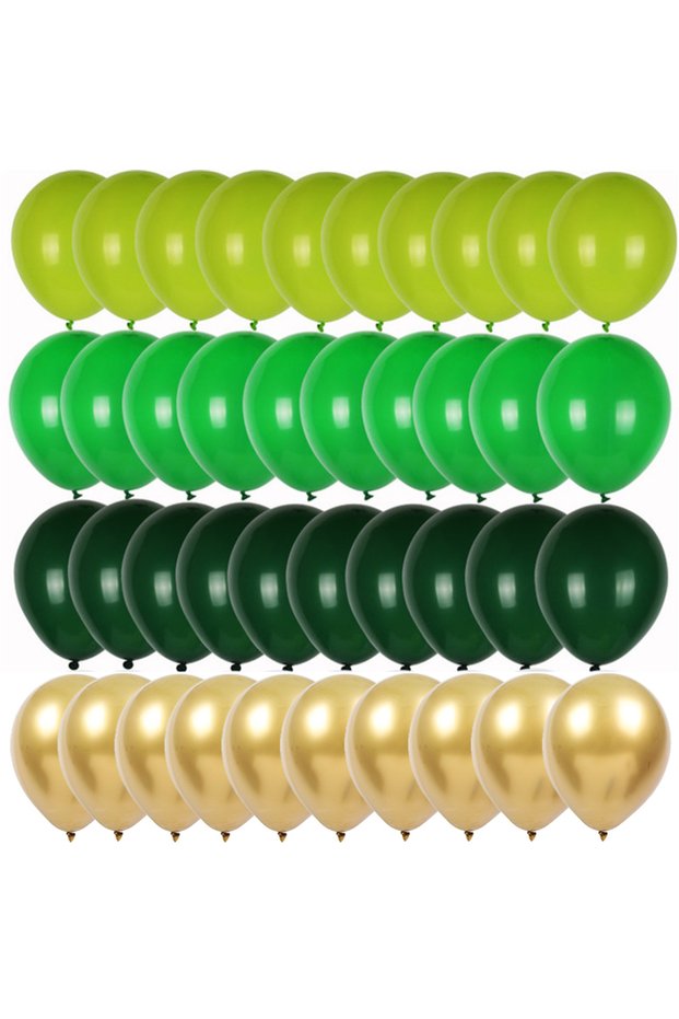 10inch 40pcs set-O 40pcs Retro Dark Green Balloons Set Confetti Balloon Jungle Safari Animal Birthda
