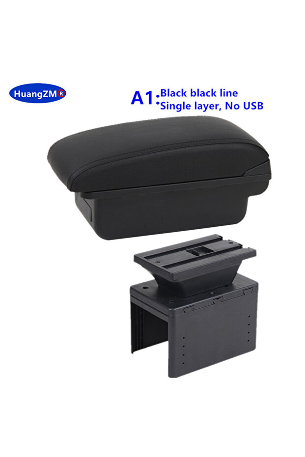 صندوق مسند ذراع السيارة العالمي A1 Black line بدون منفذ USB، موديل عالمي، ملحقات السيارة، تخزين مركزي