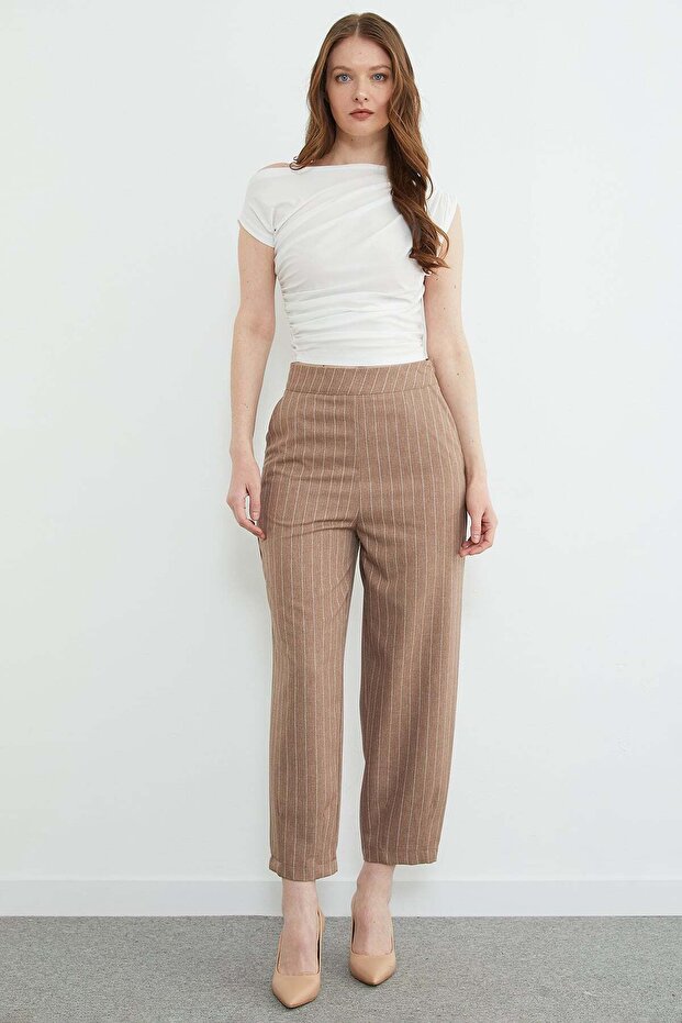 Striped Zippered Pants with Pliers Pocketed