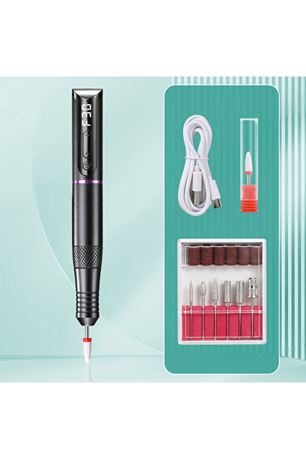 Usb-Type-C Df115-Black Wireless Nail Drill Pen USB Nail File Polishing Pen Rechargeable Nail Drill M
