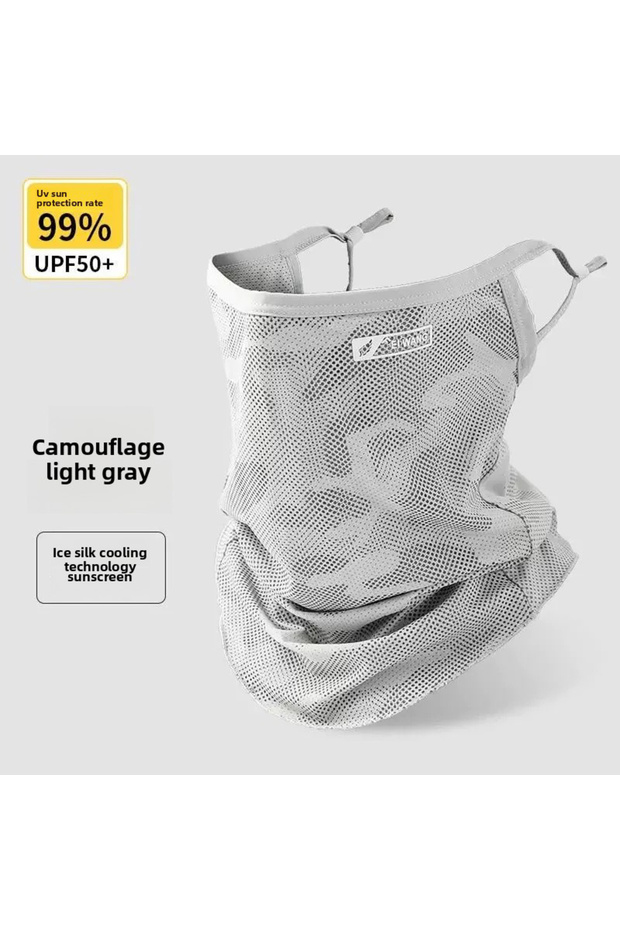 Light Grey Cycling Mask Anti-UV Sunscreen Face Cover Breathable Ice Silk Face Scarf Men Women Outdoo