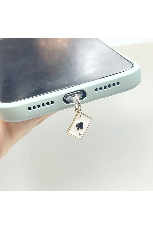 B For Type-C Creative Poker A-Shaped Mobile Phone Dust Plug, Stylish A-Shaped Poker Card Set Pendant
