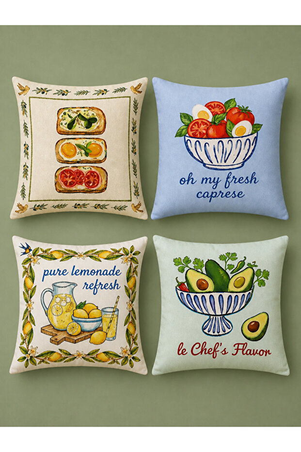 Brunch Time 4-Piece Digital Print Polyester Dresser Cover Set (Kr)