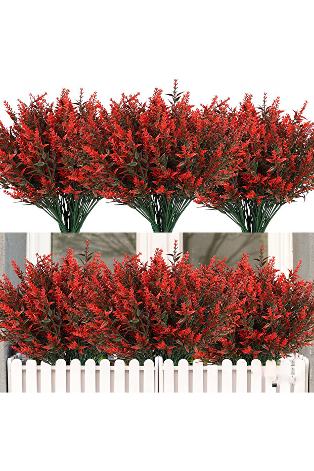 3pcs Red Artificial Flowers Cheap Plastic Lavender Fake Plants Grass Wedding Home Garden Decor DIY G