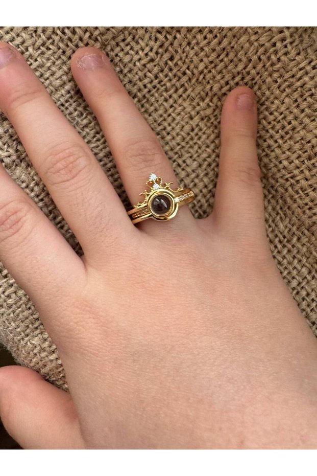 Gold Color 100 Languages I Love You Written Crown Ring | Women's Adjustable Jewelry