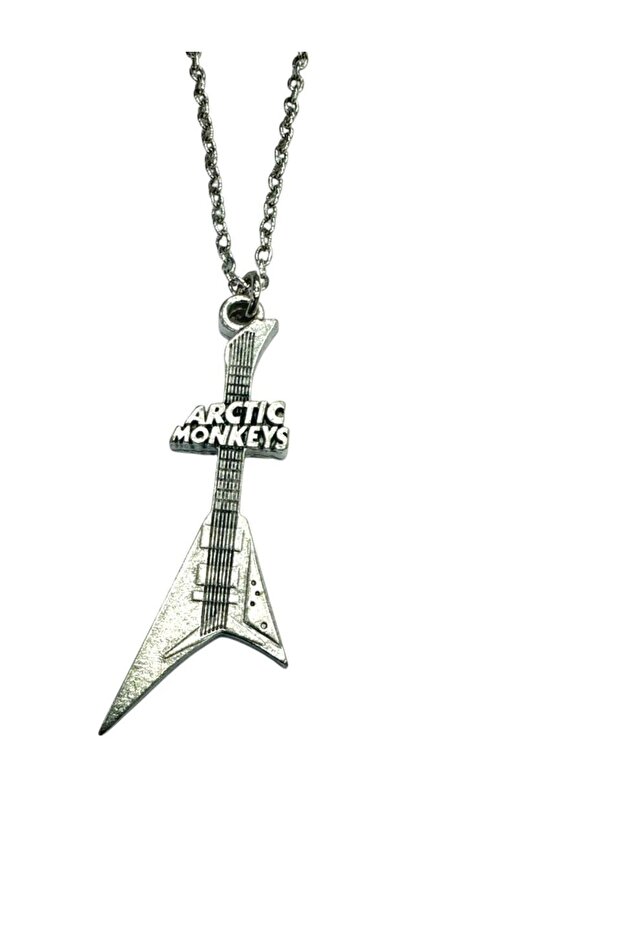 Arctic Monkeys Themed Electric Guitar Necklace – 60 cm - Unisex - Metal Rock Accessory