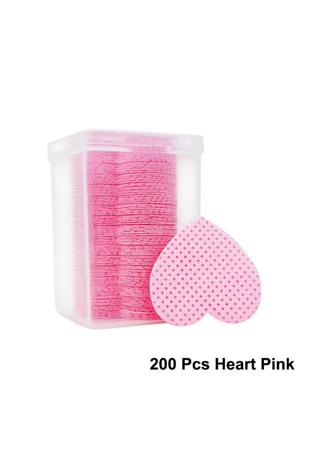 Heart Pink 200Pcs/Box Lint Free Nail Wipes Eyelash Extension Glue Wipes Cleaner Cloth Non-Woven Fabr