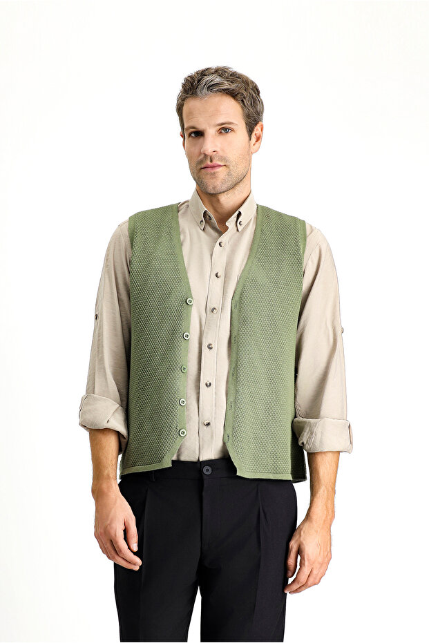 Cotton Patterned Knitwear Vest
