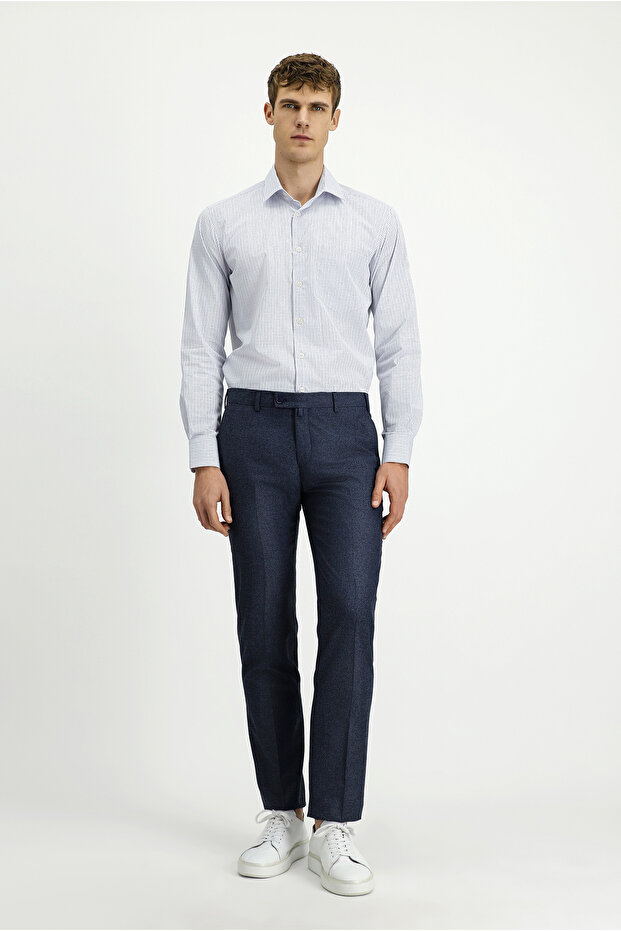 7 Drop Slim Fit Patterned Lycra Classic Fabric Trousers