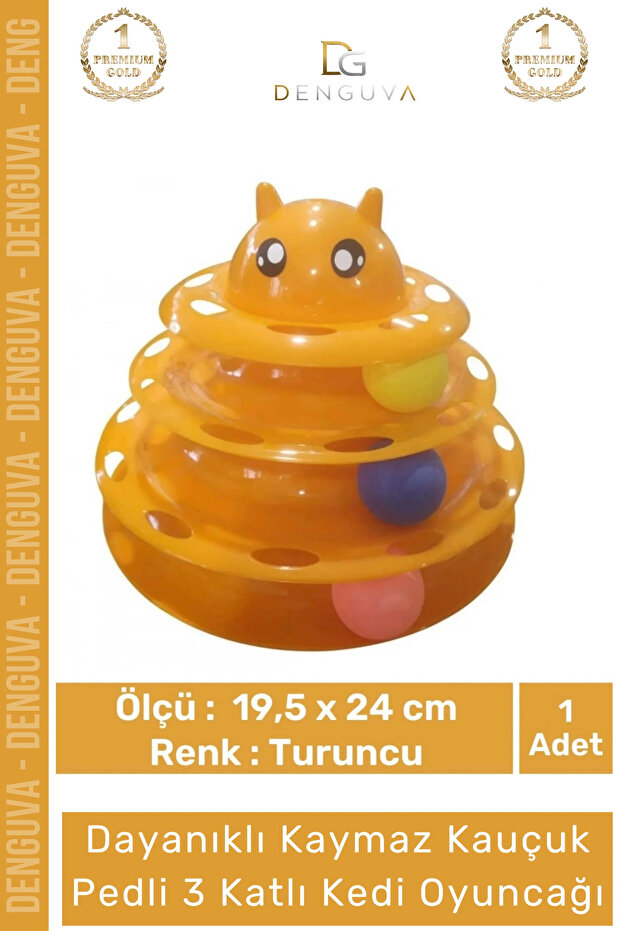 # Cattoy 3-Tier Cat Headed Ball Moving Petzoom Tower Educational Cat Toy 19.5 cm X 24C