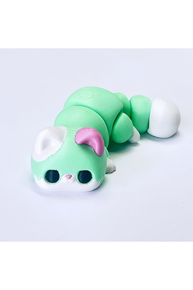 1Pc Green 1/3 Piece - 3D Printed Articulated Kitten Figurine, Movable Jointed Toy, Indoor and Outdoo