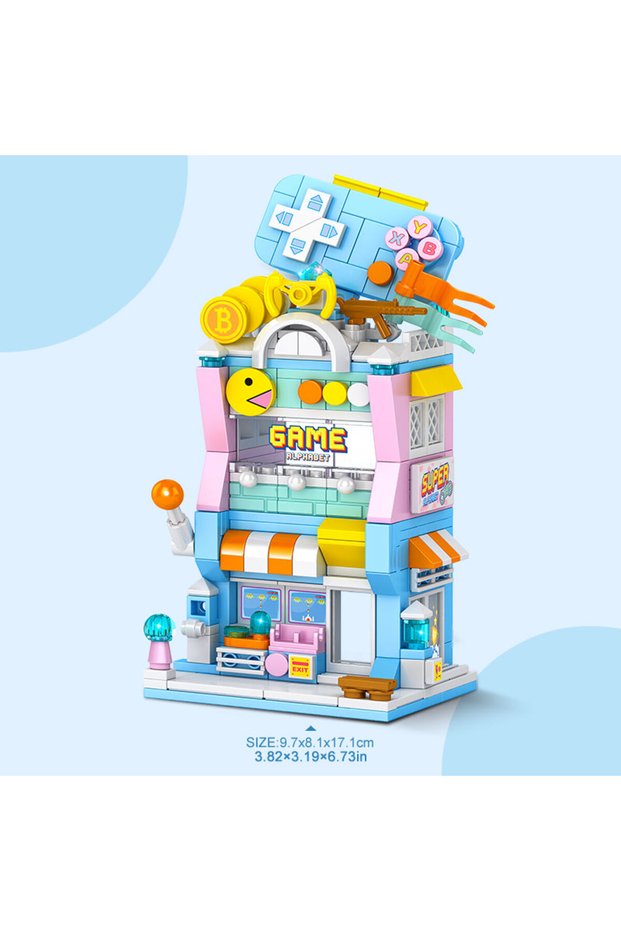 2-NO BOX City Street View Building Block Set DIY Ice Cream Coffee Flower Shop Model Building Toy Ide