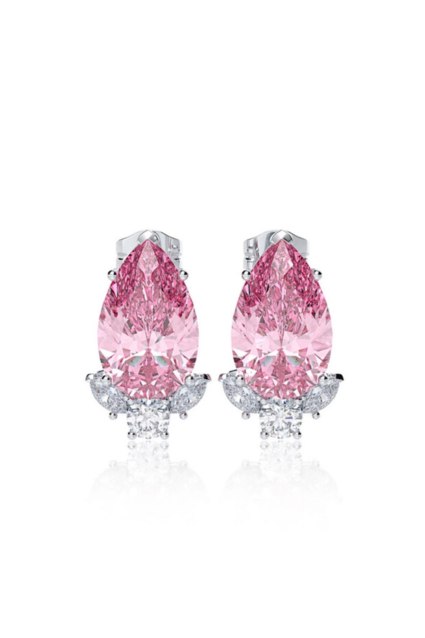 E1097 Huitan Newly Designed Pink/Blue Cubic Zirconia Earrings for Women Fashion Pear Shaped CZ Luxur