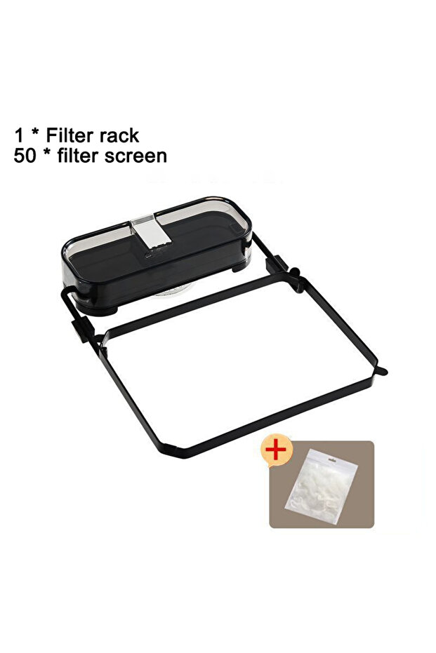 black Kitchen Sink Filter Rack With 50pcs Net Filter Bag Foldable Multi-Purpose Drainage Basket Left