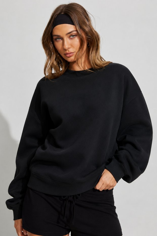 Black Long Sleeve Basic Women's Sweatshirt Sh278
