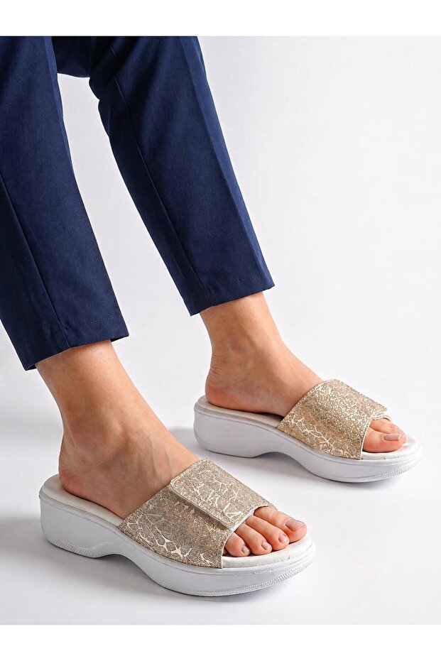 Women's Orthopedic Classic Sole Daily Slippers – Anatomically Supported Heel Spur 0106 Gold Summer