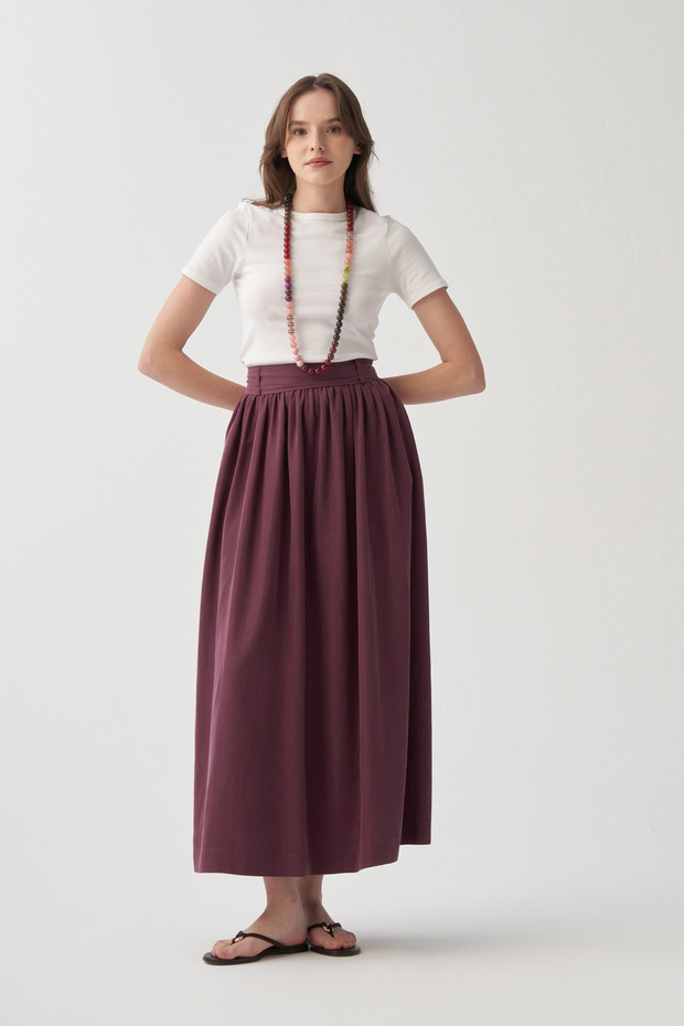 Gathered Flared Skirt