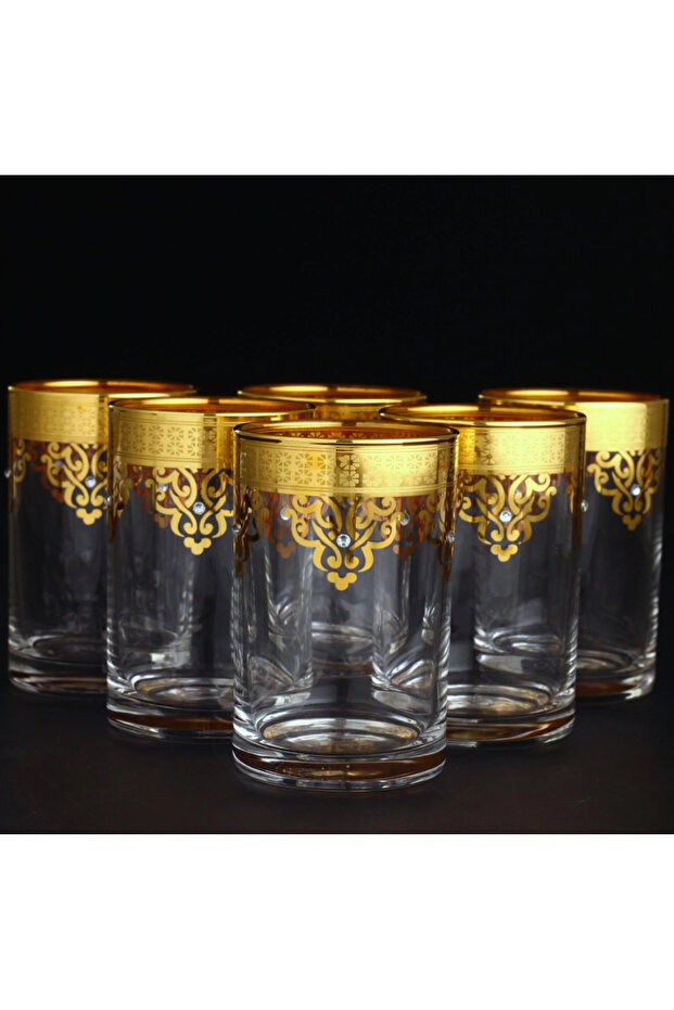 6-Piece Ottoman Beaded Coffee Side Cup Set Gold