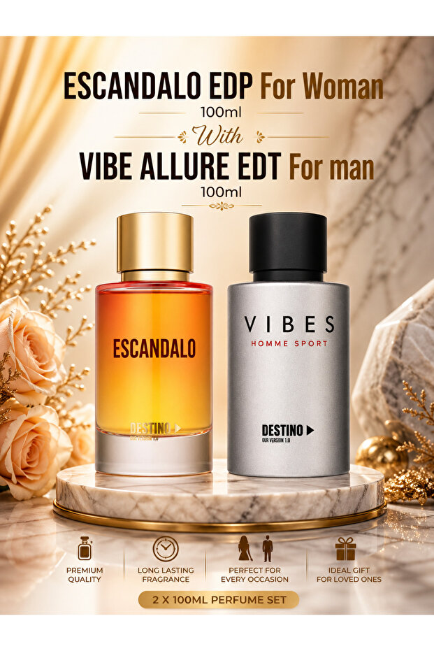 Escandalo EDP 100ml for Women with Vibe Allure EDT 100ml for Men – Perfume Combo Set