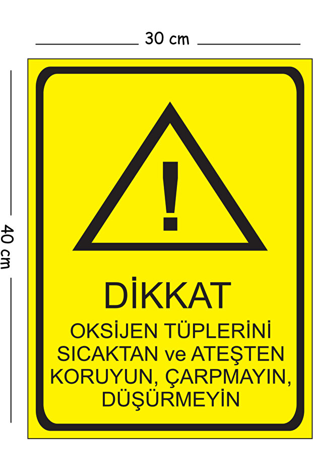 Metal Sign: Caution - Protect Oxygen Cylinders from Heat and Fire, Do Not Crash or Drop, 30X40 cm A3 Warning Sign.
