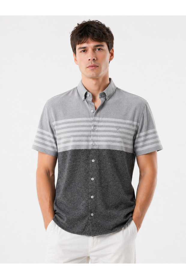 Men's Short Sleeve Paneled Shirt