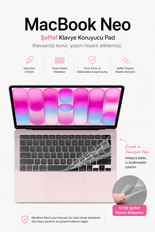 واقي لوحة مفاتيح شفاف لجهاز Apple MacBook Neo مقاس 13 بوصة A3404 A18 Pro، درع رقيق للغاية ضد الغبار السائل (لوحة مفاتيح Q)