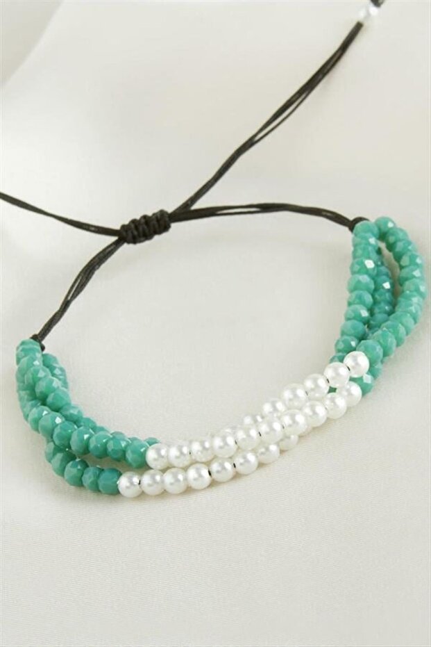 Pearled Triple Crystal Bracelet - Turquoise
