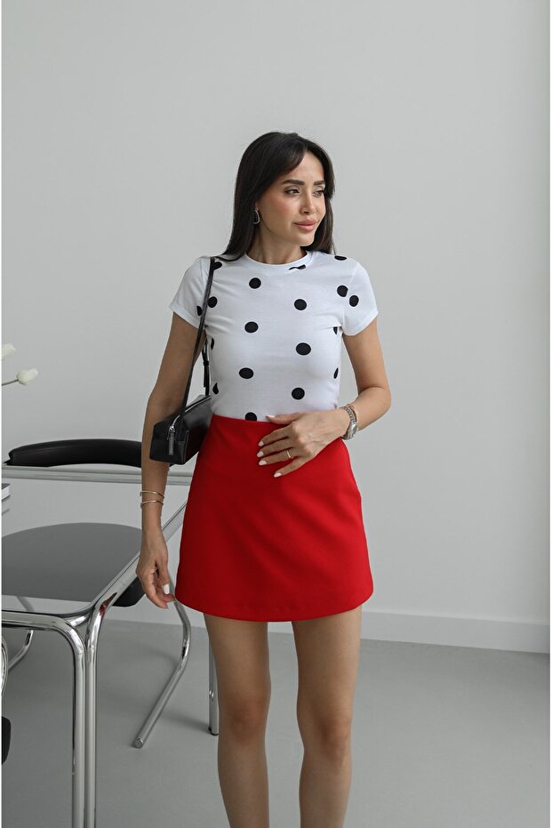 Ecru Large Polka Dot Patterned Blouse - 3