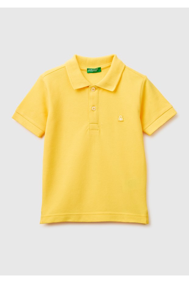 Boy's Yellow Logo Pique Polo T-Shirt