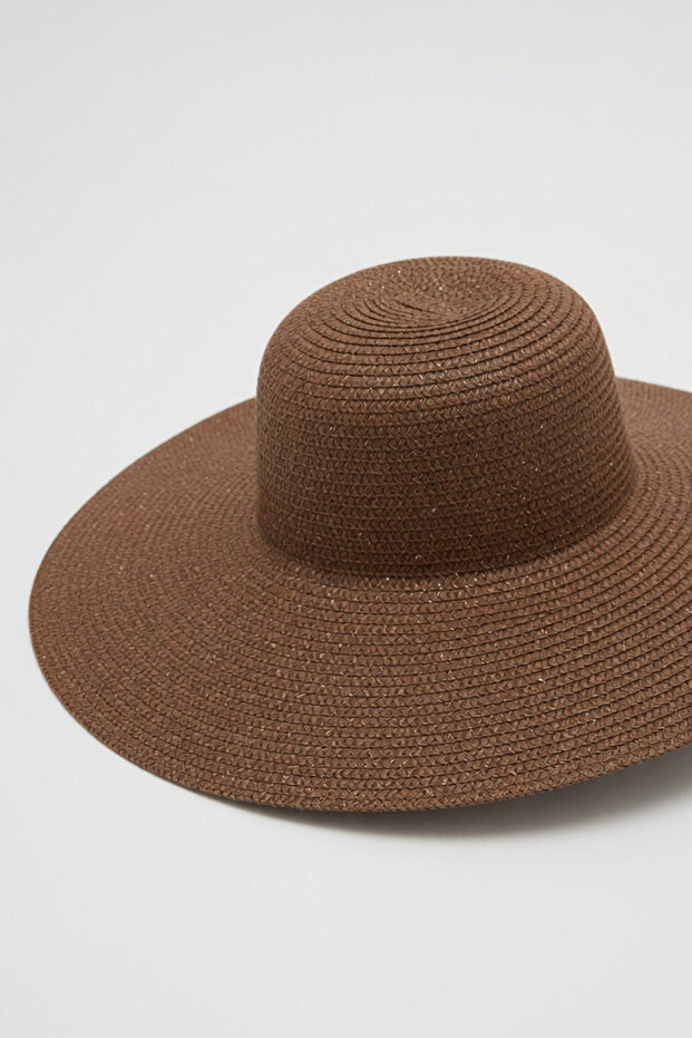 Women's Brown Wide Brim Summer Fedora Hat | Model Suitable for Beach and Daily Use