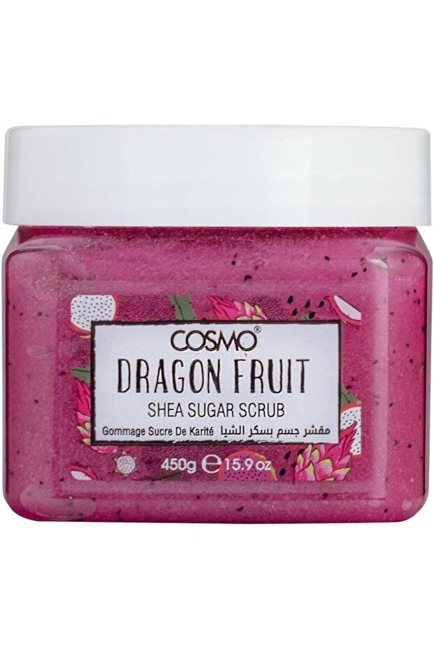 Cosmo Dragon Fruit Shea Sugar Scrub 450g, Exfoliating & Nourishing Body Scrub, Brightening & Hydrati