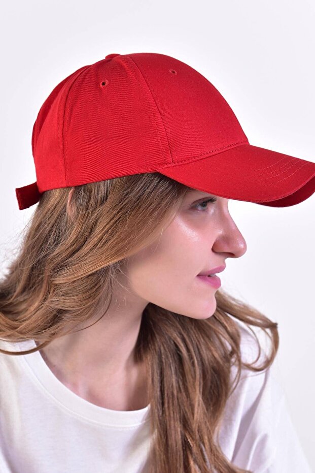 Red Sports Hat with Adjustable Back Closure Red Women's Hat Cap