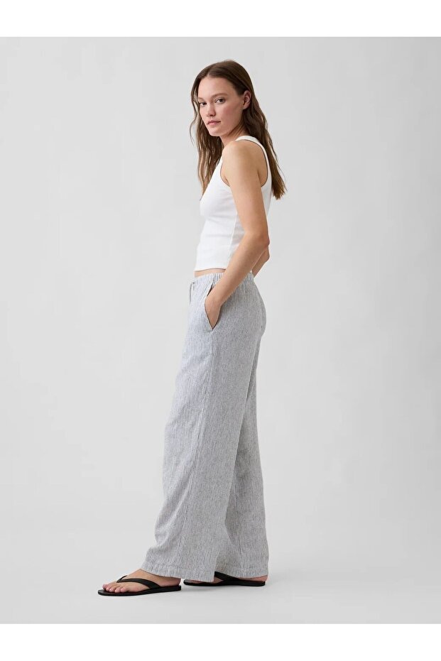 V-linen pull on wide leg - 5