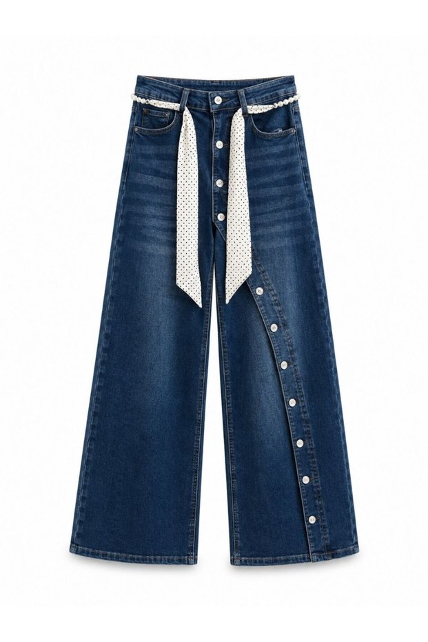 Snap Detailed Denim Trousers