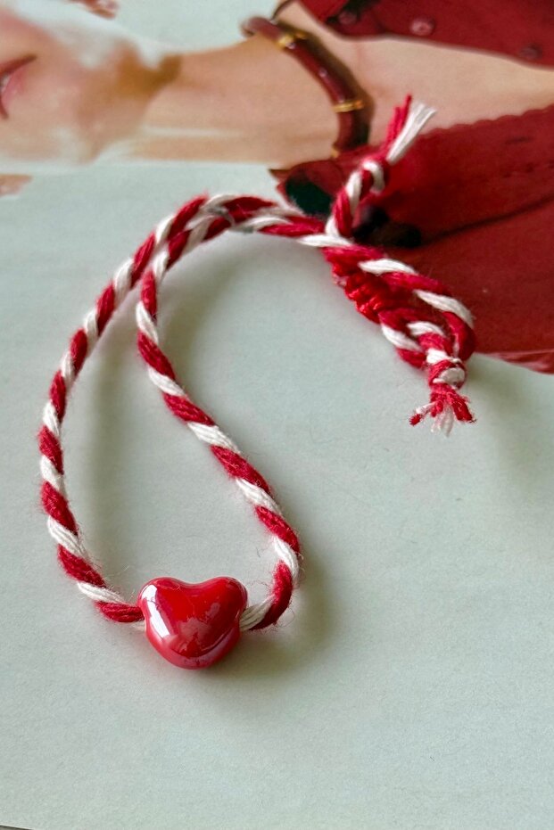 Red String Bracelet with Heart Detail