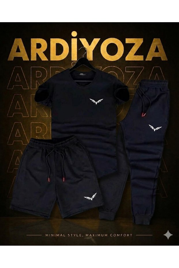 3-Piece Printed Tracksuit Set (Shorts-T-Shirt-Sweatpants)