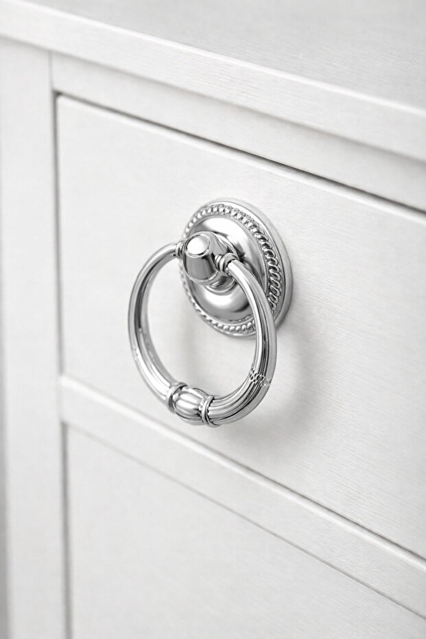 558 Chrome Ring Furniture Knob 5-Pack Shiny Silver Drawer Cabinet Door Handle