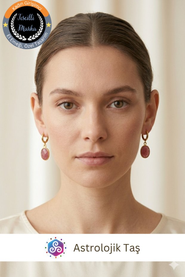 Redonit Natural Stone Gold Steel Earrings - Faceted Cut Oval Dangle Hoop Earrings