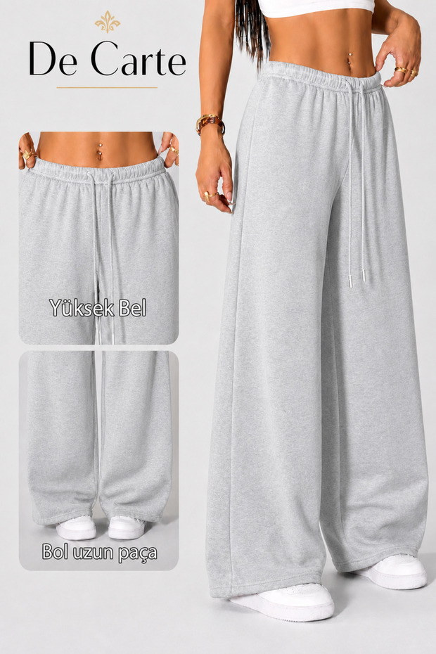 Women's Black&Gray Casual Oversize High Waist Oversize Daily Sweatpants