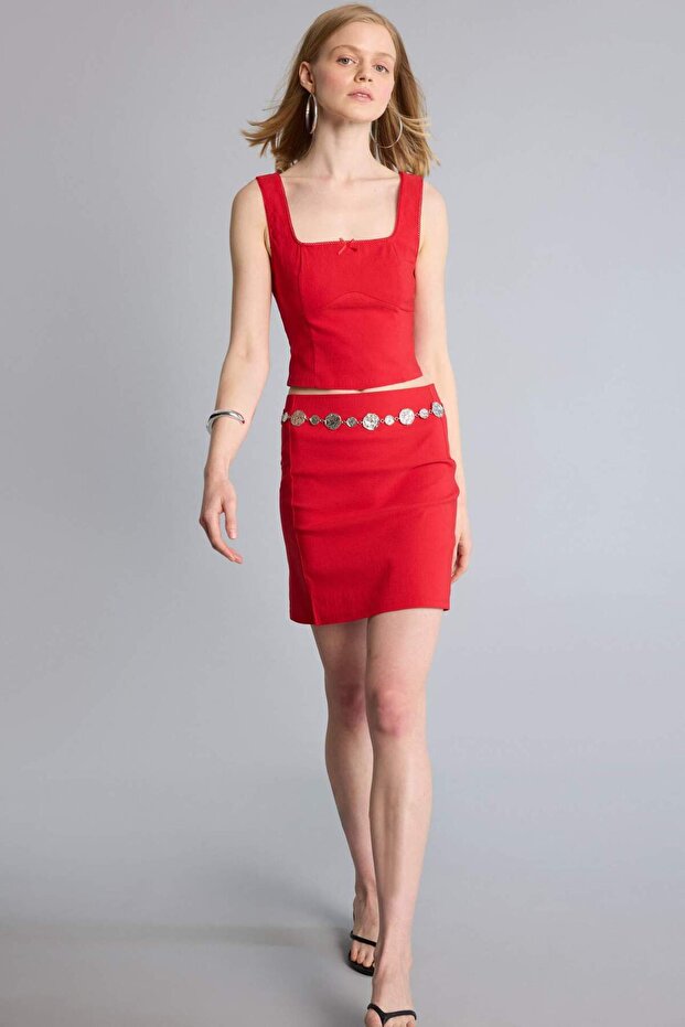 A-Line Regular Waist Bengaline Mini Skirt H6397Ax26Sm