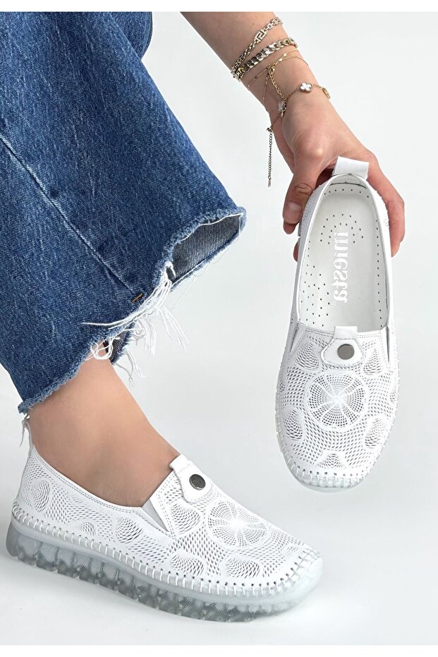 Women's Sneaker Sports Shoes White Leather Comfortable Daily Rinna