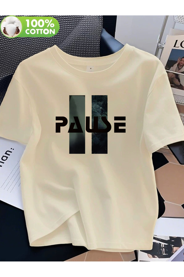 تيشيرت بتصميم مطبوع من Pause للجنسين