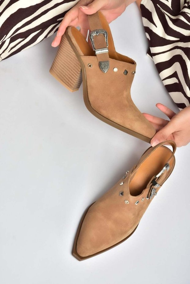 Y654307702 Mink Genuine Leather Suede Low Heeled Western Shoes