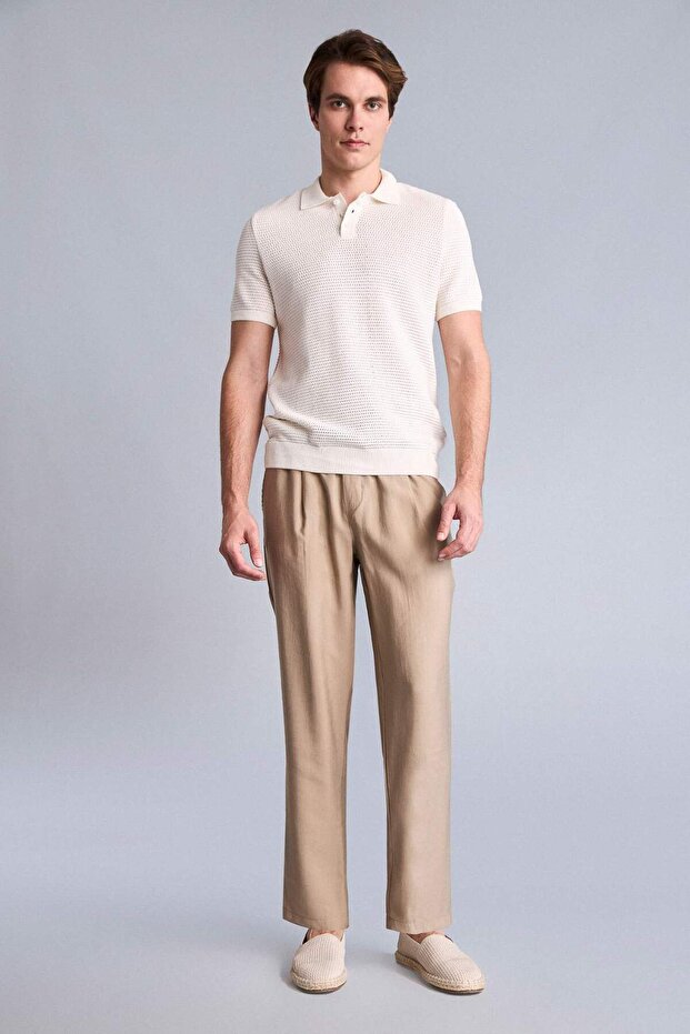 100% Cotton Relax Fit Straight Leg Trousers H2584Ax26Sm