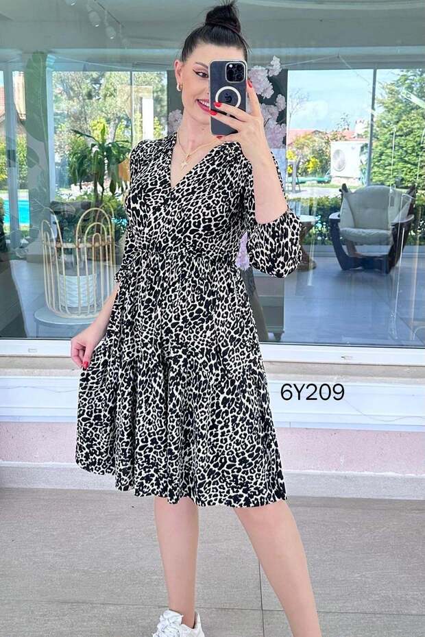 Double-Breasted Collar Helen Crepe Dress 6Y209