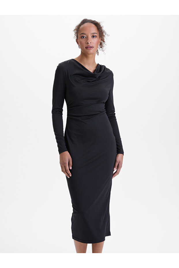 Rochie midi neagră de damă - 2